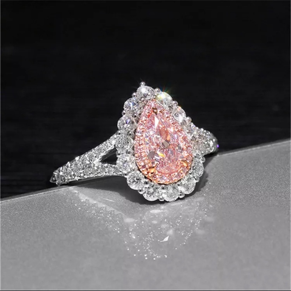 SilverPink Diamant Cubic Zirconia Water DropBridal - Picture 3 of 3